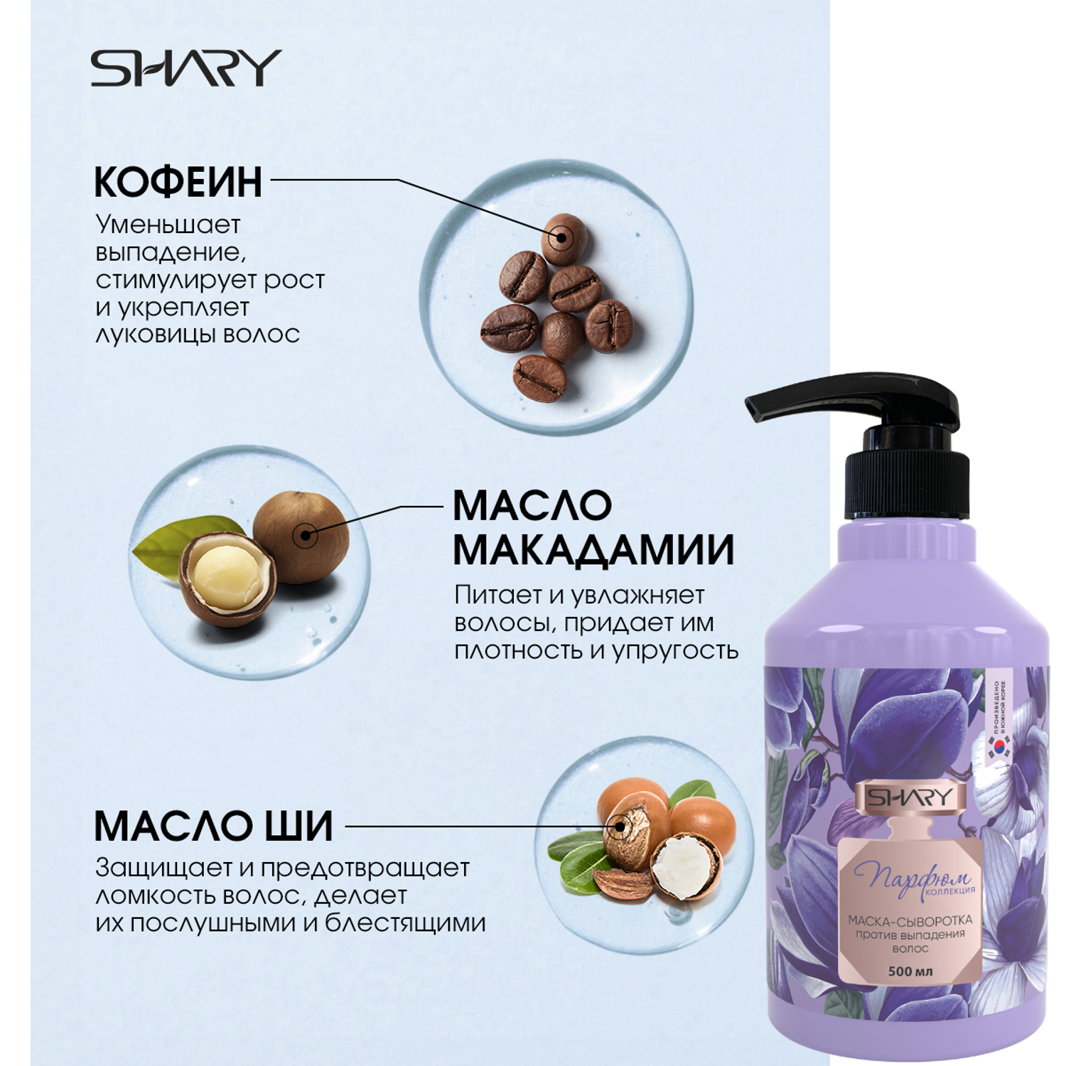 Маска-сыворотка и шампунь SHARY укрепляющие с кофеином против выпадения волос - фото 5
