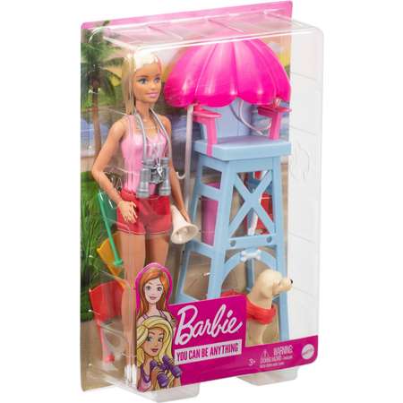 Набор игровой Barbie Пляжный спасатель кукла+питомец+аксессуары GTX69