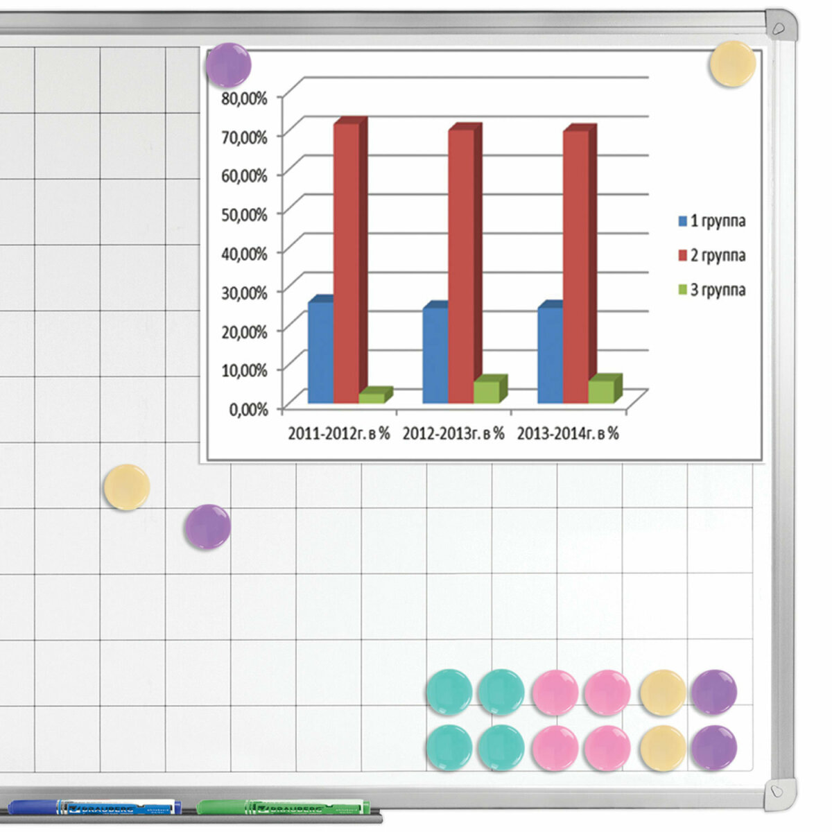 Магниты BRAUBERG цветные магнитики на холодильник и для доски набор 16 штук - фото 6