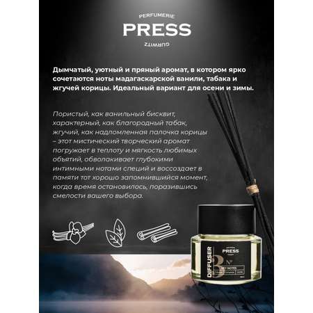 Диффузор №3 Press Gurwitz Perfumerie Ароматизатор для дома с палочками с ароматом Табак Ваниль Корица