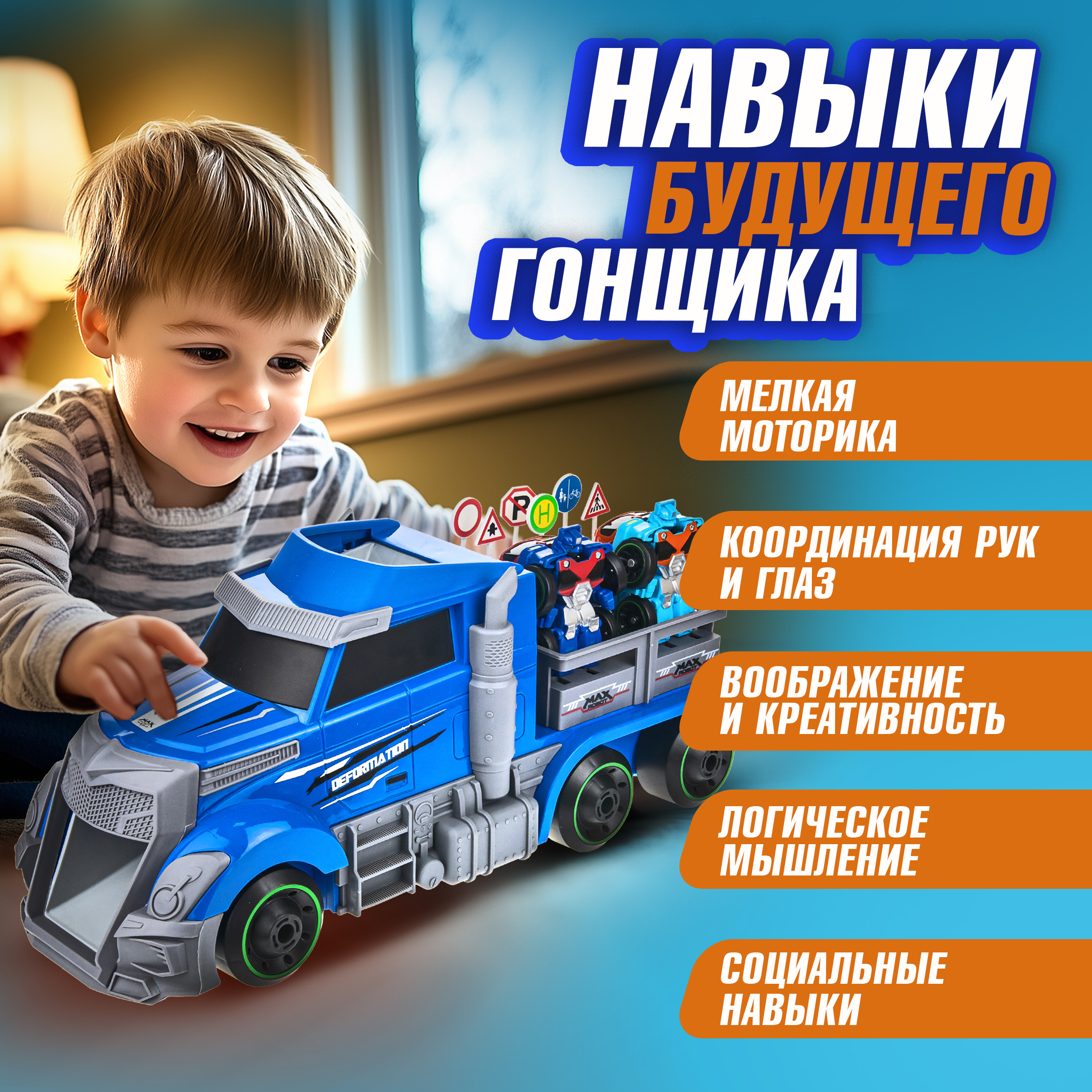 Игровой набор 1TOY Мой первый трансформер голубой Т19436 - фото 5