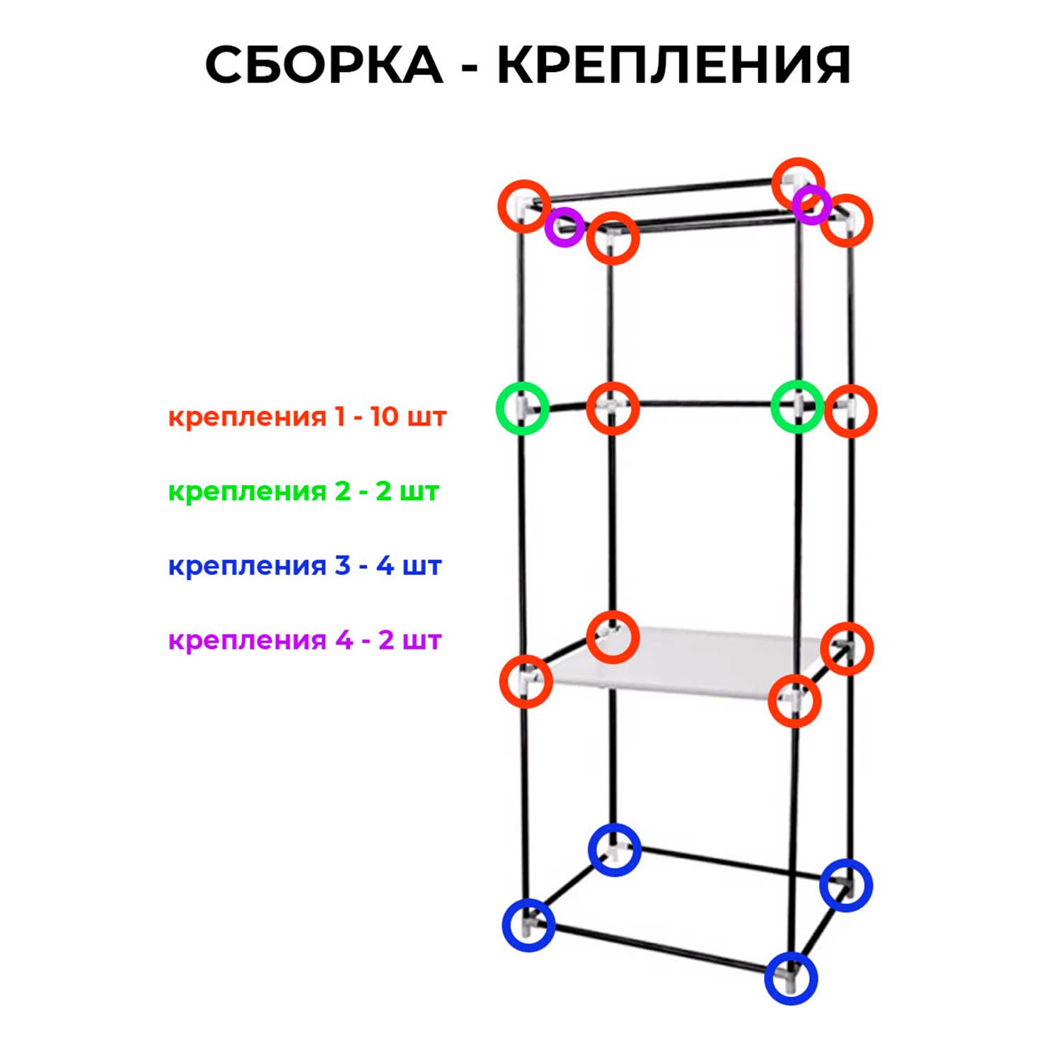 Системы хранения SOKOLTEC Тканевый шкаф 1 рейл 2 полки - фото 4