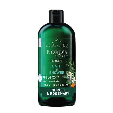Гель-масло для душа NORDS SECRET тонизирующее для тела Цветок нероли и розмарин 400 мл