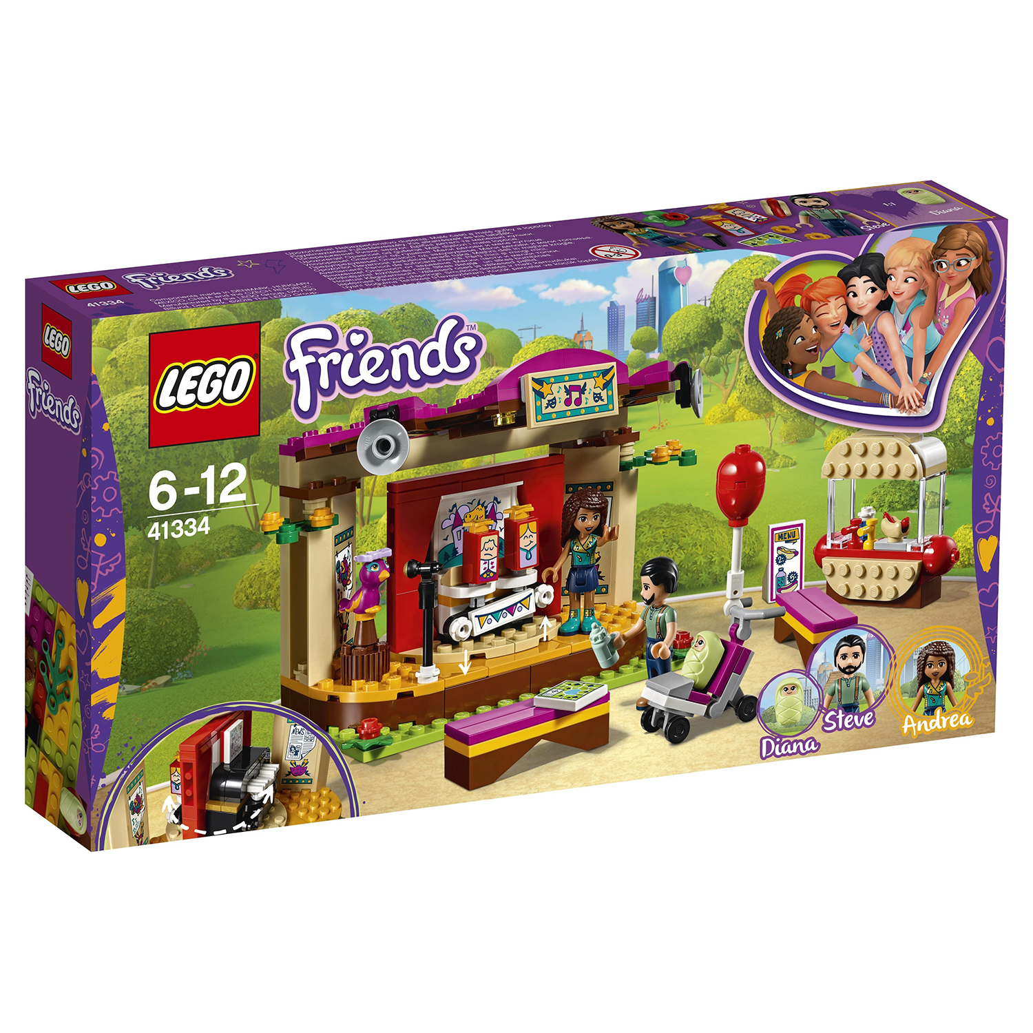 Конструктор LEGO Сцена Андреа в парке Friends (41334) купить по цене 1599 ₽  в интернет-магазине Детский мир