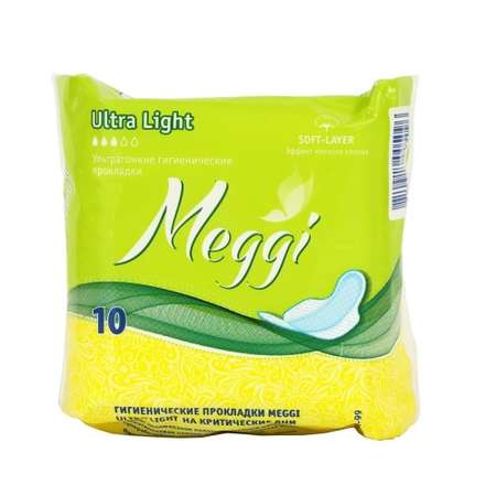 Гигиенические прокладки MEGGI Ultra Light на критические дни 10 шт