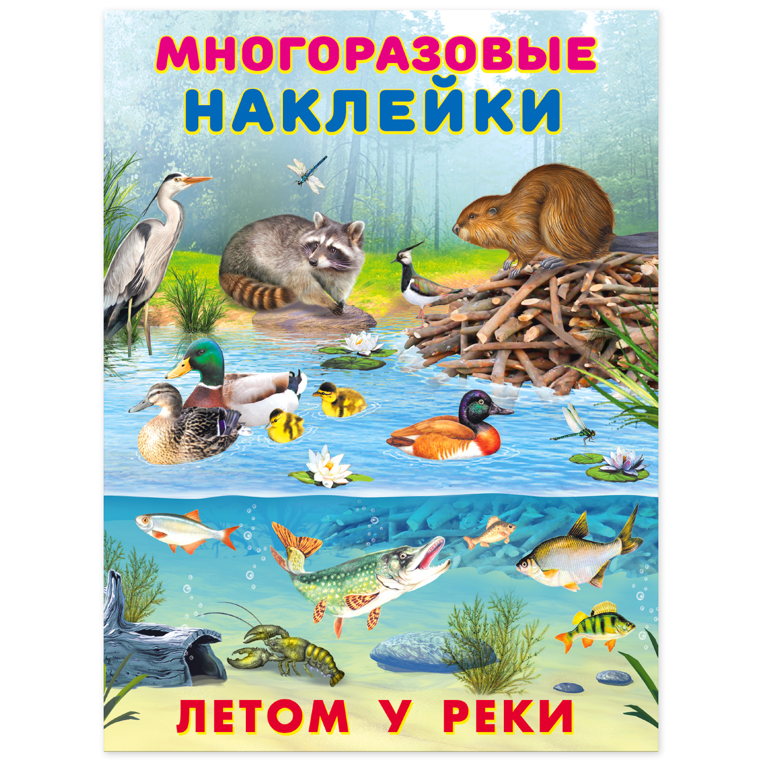 Книга Фламинго с многоразовыми наклейками. Познаем мир вокруг нас. Летом у реки - фото 1