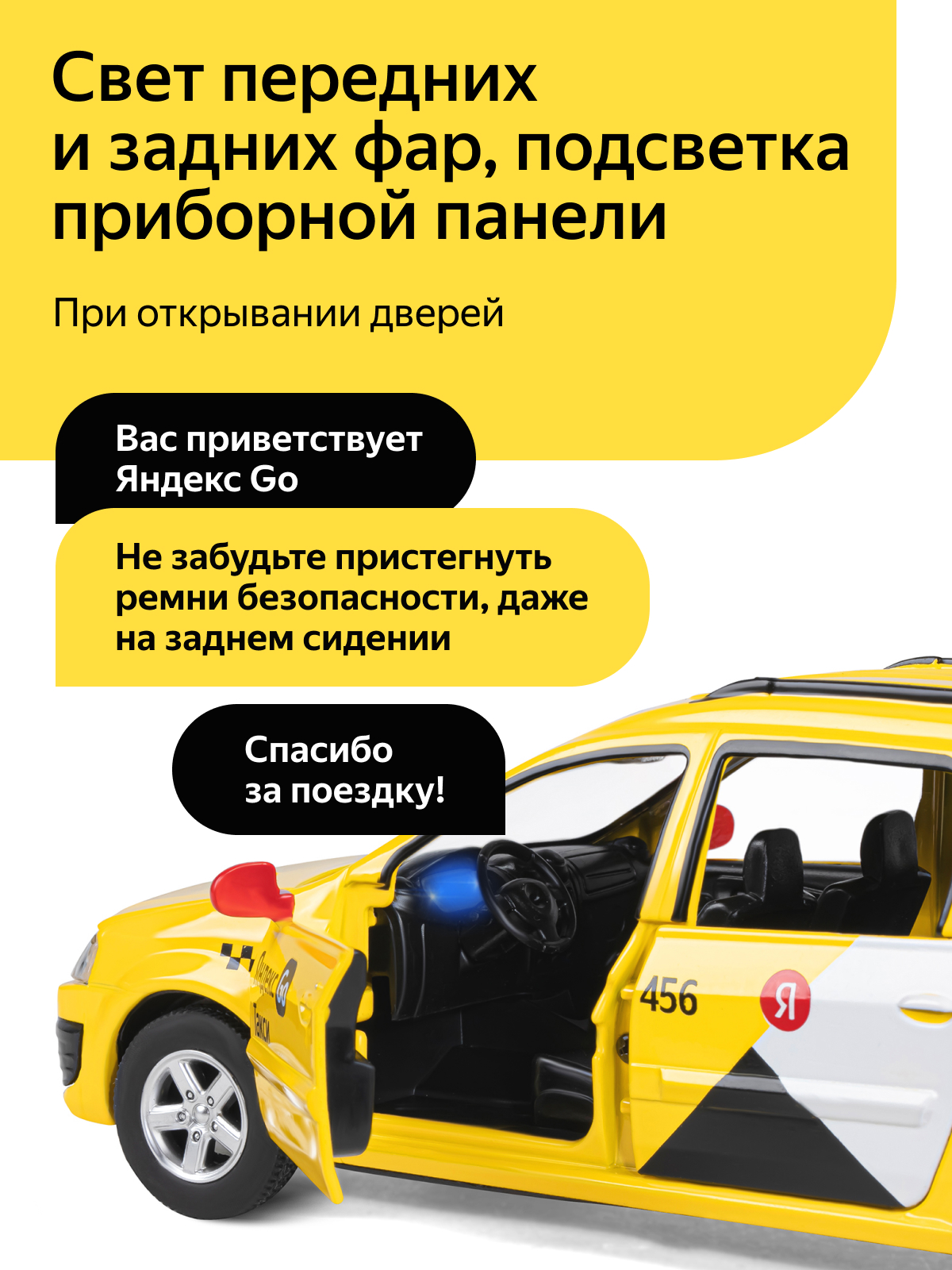 Машинка металлическая Яндекс GO LADA LARGUS 1:24 желтый Озвучено Алисой JB1251481 - фото 3