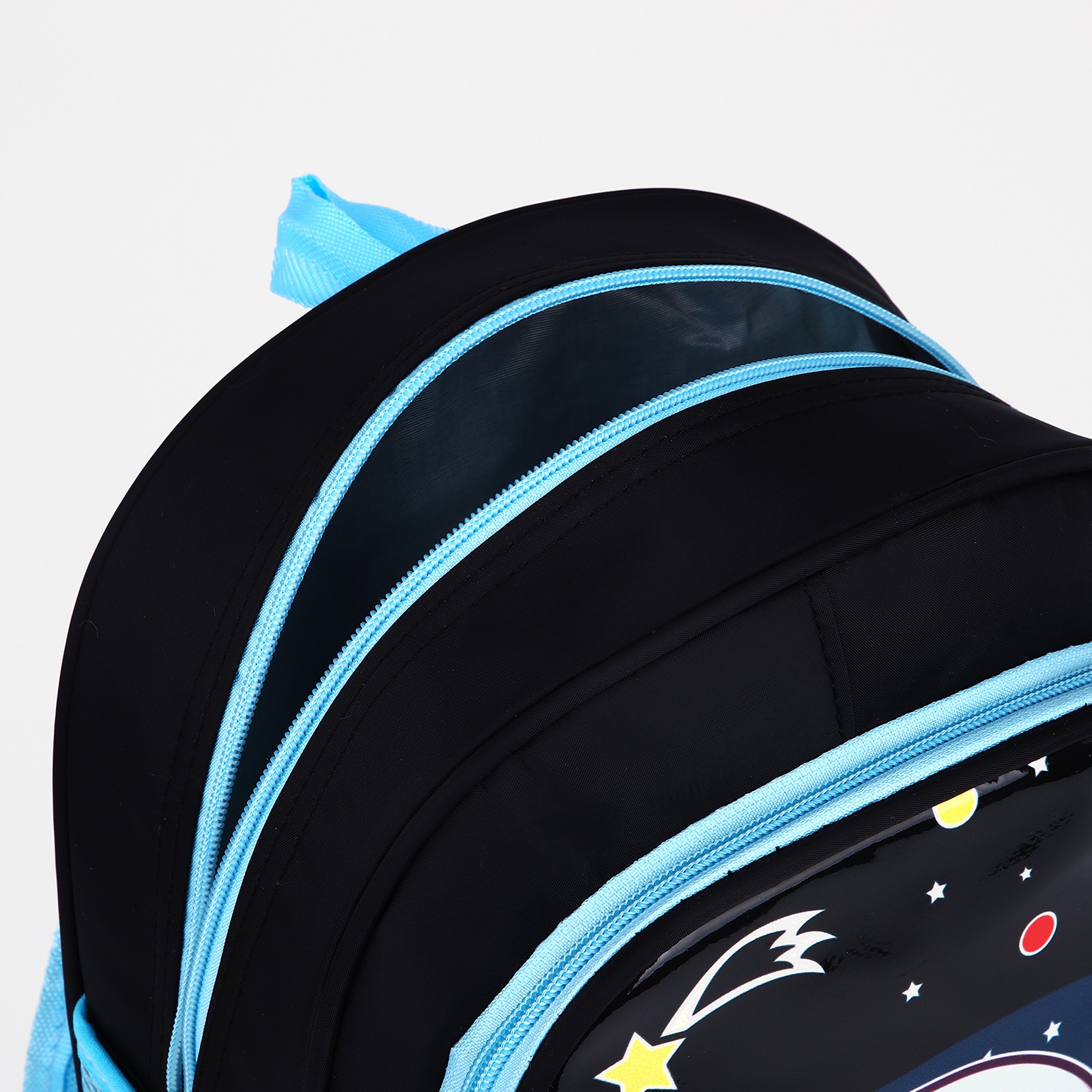 Рюкзак Sima-Land на молнии 3 наружных кармана цвет чёрный/синий - фото 4