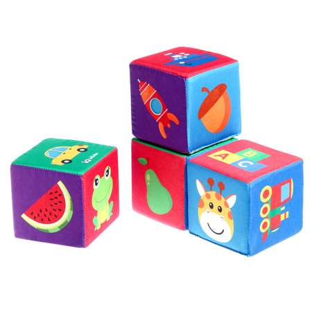 Игрушка мягконабивная IQ-ZABIAKA «Кубики: Предметы» 4 шт 10×10 см