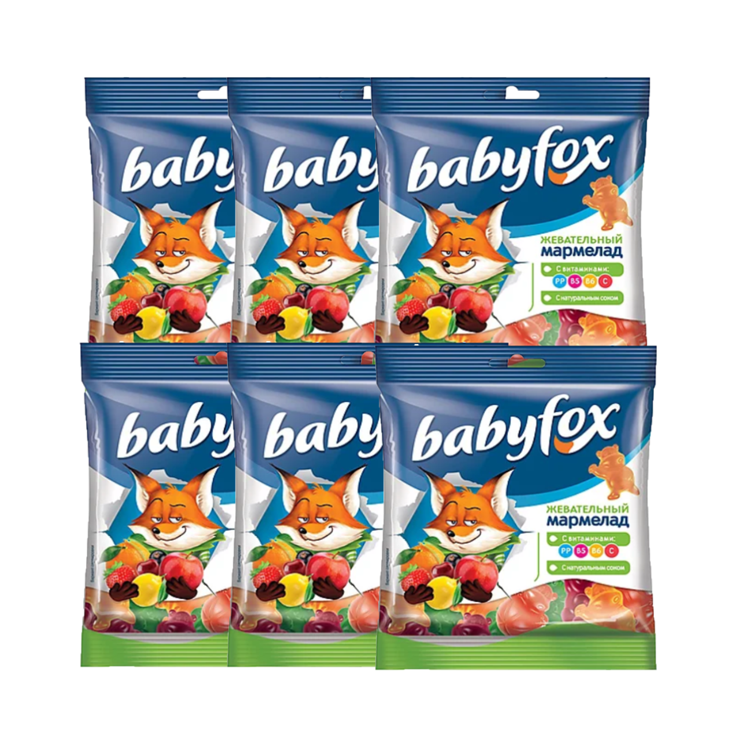 Мармелад жевательный KDV BabyFox Бегемотики с соком ягод и фруктов 6 шт по 70 г - фото 1