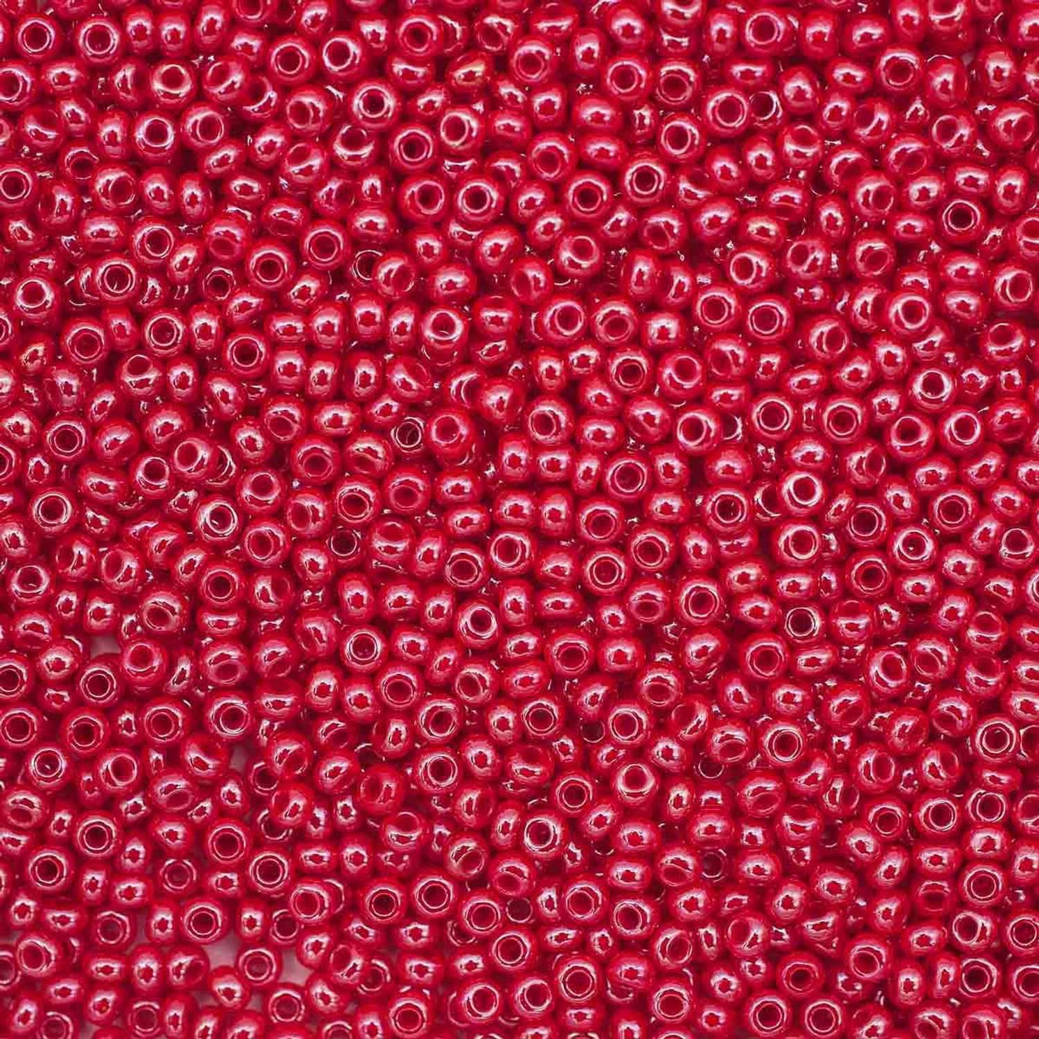 Бисер Preciosa чешский непрозрачный с жемчужным покрытием 10/0 20 гр Прециоза 98170 красный - фото 2