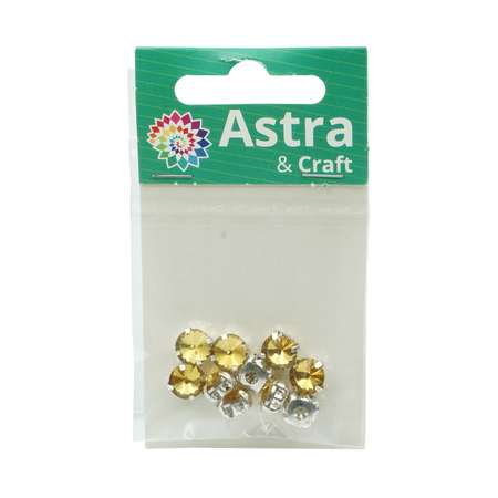 Хрустальные стразы Astra Craft в цапах круглой формы для творчества и рукоделия 8 мм 10 шт желтый