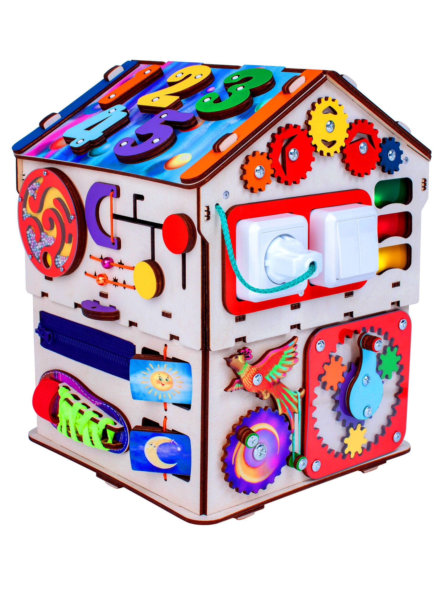 Бизиборд Jolly Kids развивающий бизидом и куб 2 в 1 со светом - фото 5