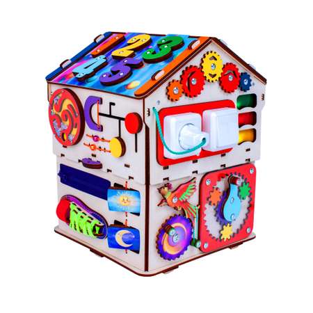 Бизиборд Jolly Kids развивающий бизидом и куб 2 в 1 со светом
