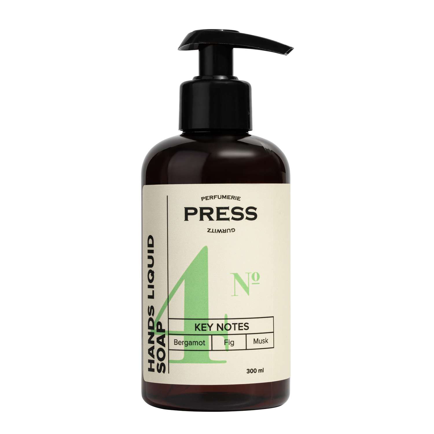 Жидкое мыло для рук №4 Press Gurwitz Perfumerie парфюмированное с Бергамот Инжир Мускус натуральное - фото 1
