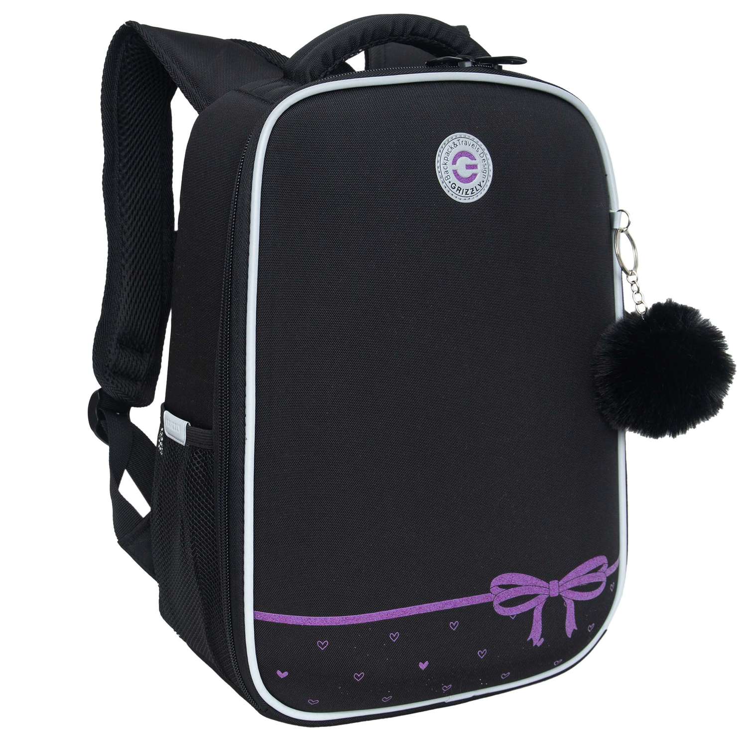 Рюкзак школьный Grizzly Черный-Лаванда RAw-496-1/1 - фото 2