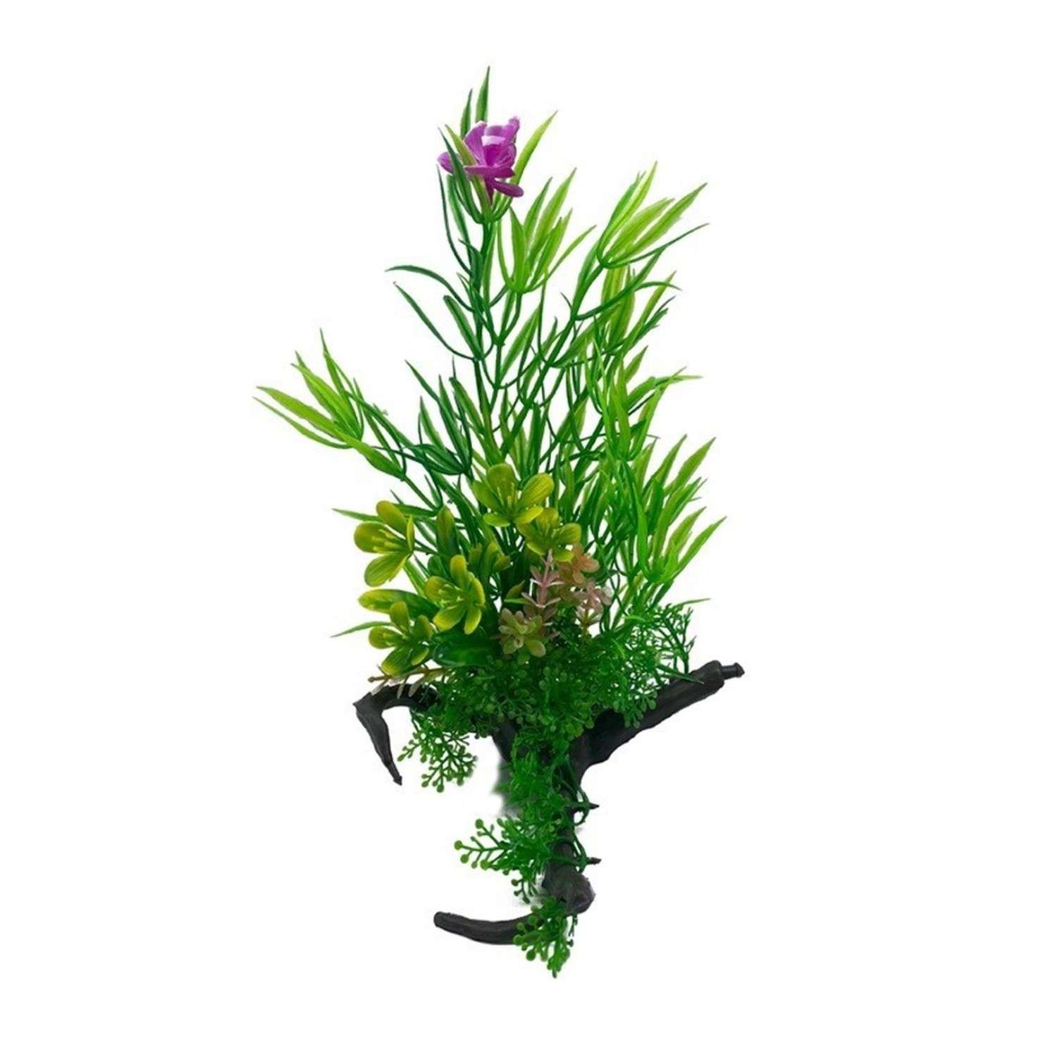Аквариумное растение Rabizy искусственное с корягой 12х22 см - фото 2