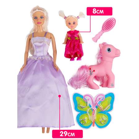 Кукла Defa Lucy Мама и дочка в комплекте пони аксессуары сиреневый