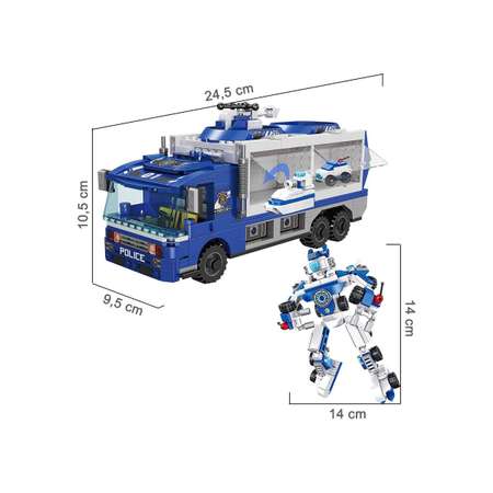 Конструктор Робот трансформер ТЕХНО полицейская техника 6 в 1 машинки игрушки 655 деталей