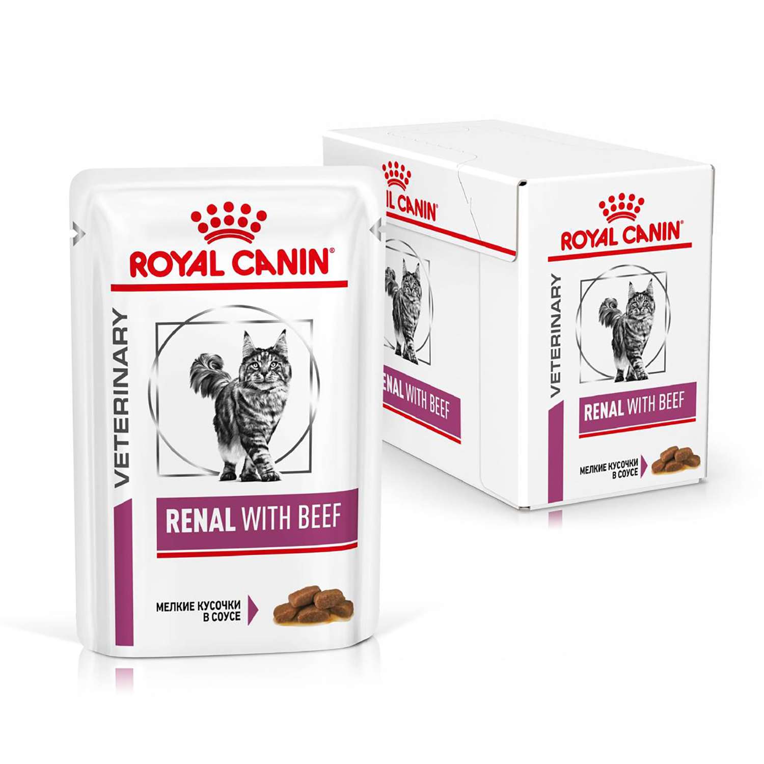 Корм для кошек ROYAL CANIN Veterinary Diet Renal Feline при лечении почек кусочки в соусе говядина 85г - фото 2