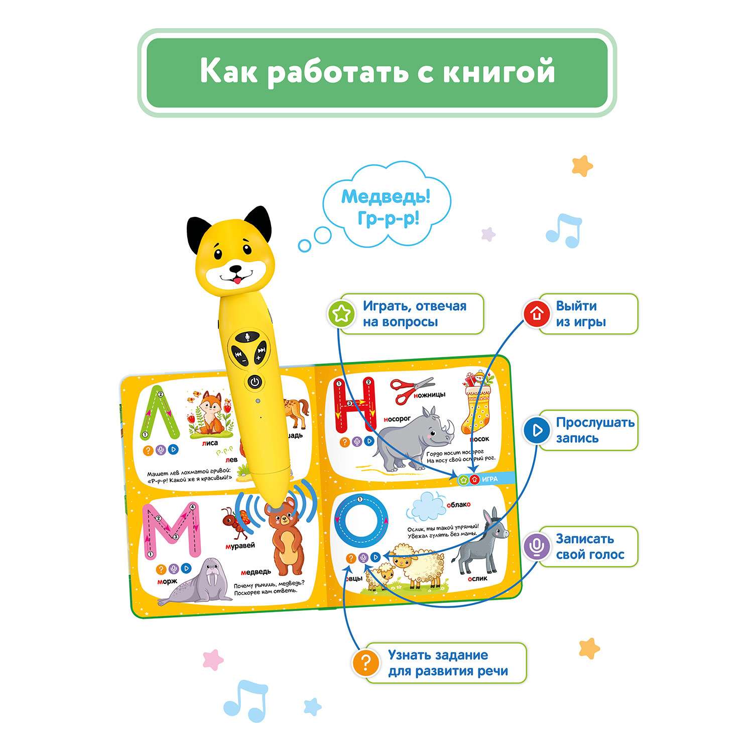 Набор логопедическая игрушка BertToys Собачка Буля + интерактивная книга - фото 3