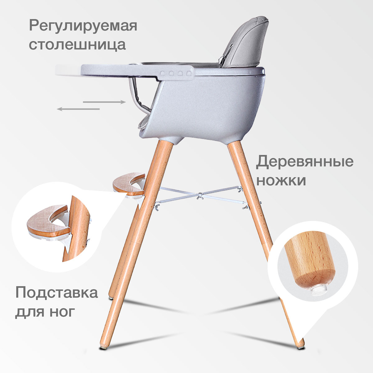 Стульчик для кормления BQ BCH006 Gray - фото 2