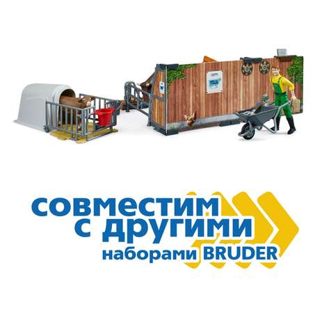 Игровой набор Bruder фермер с коровой