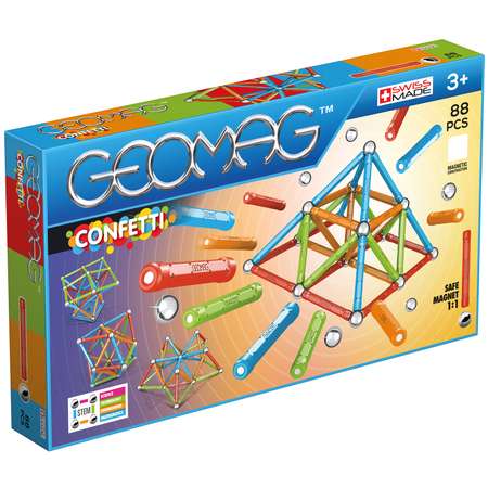 Конструктор магнитный GEOMAG Confetti 88 деталей