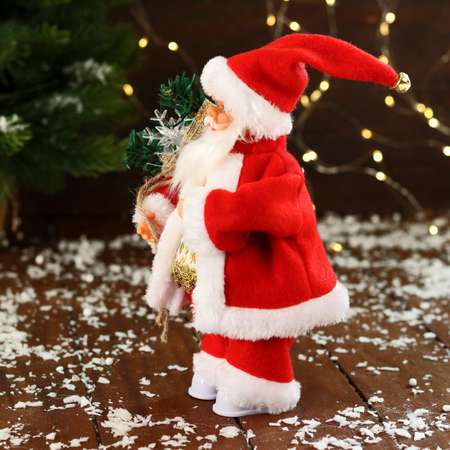 Дед мороз Sima-Land «В узорчатом жилете с подарками» двигается с подсветкой 24 см красный