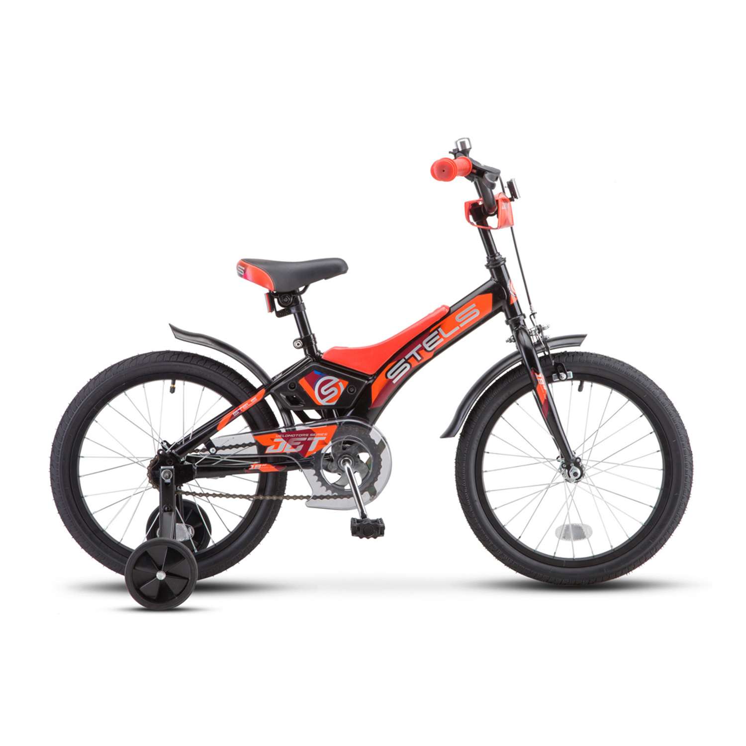 Детский велосипед STELS Jet 16 Z010 9 чёрный оранжевый - фото 1