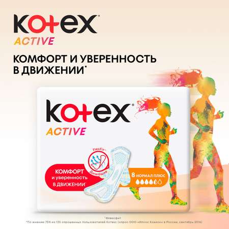 Прокладки KOTEX Эктив нормал плюс 8шт