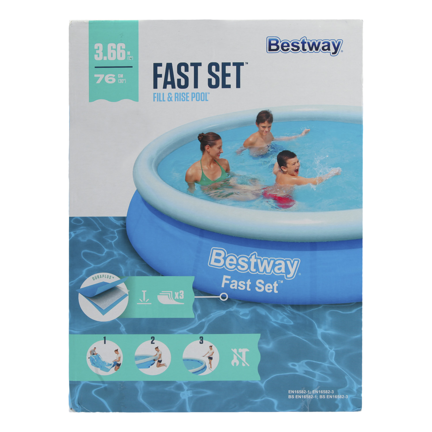 Бассейн Bestway c надувным бортом Fast Set 366*76см 57273 - фото 4