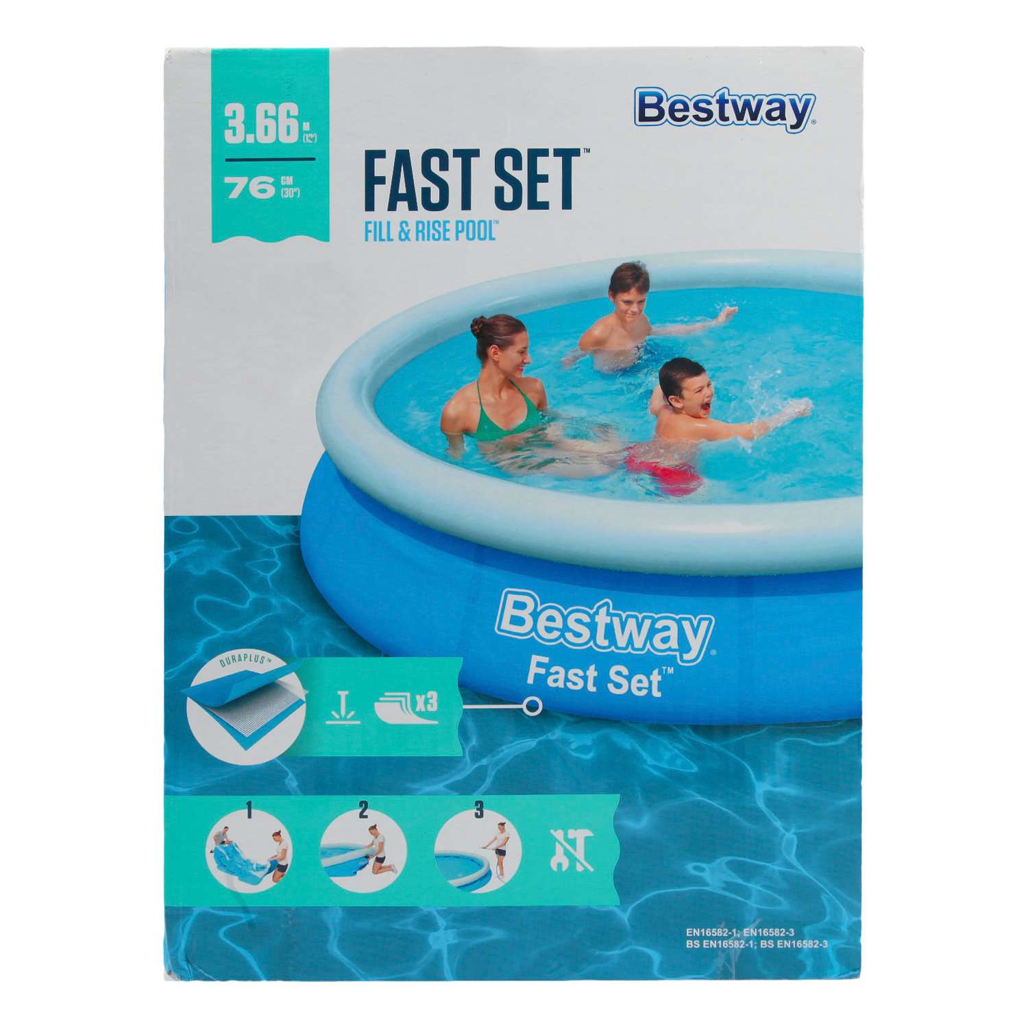 Бассейн Bestway c надувным бортом Fast Set 366*76см 57273 - фото 4