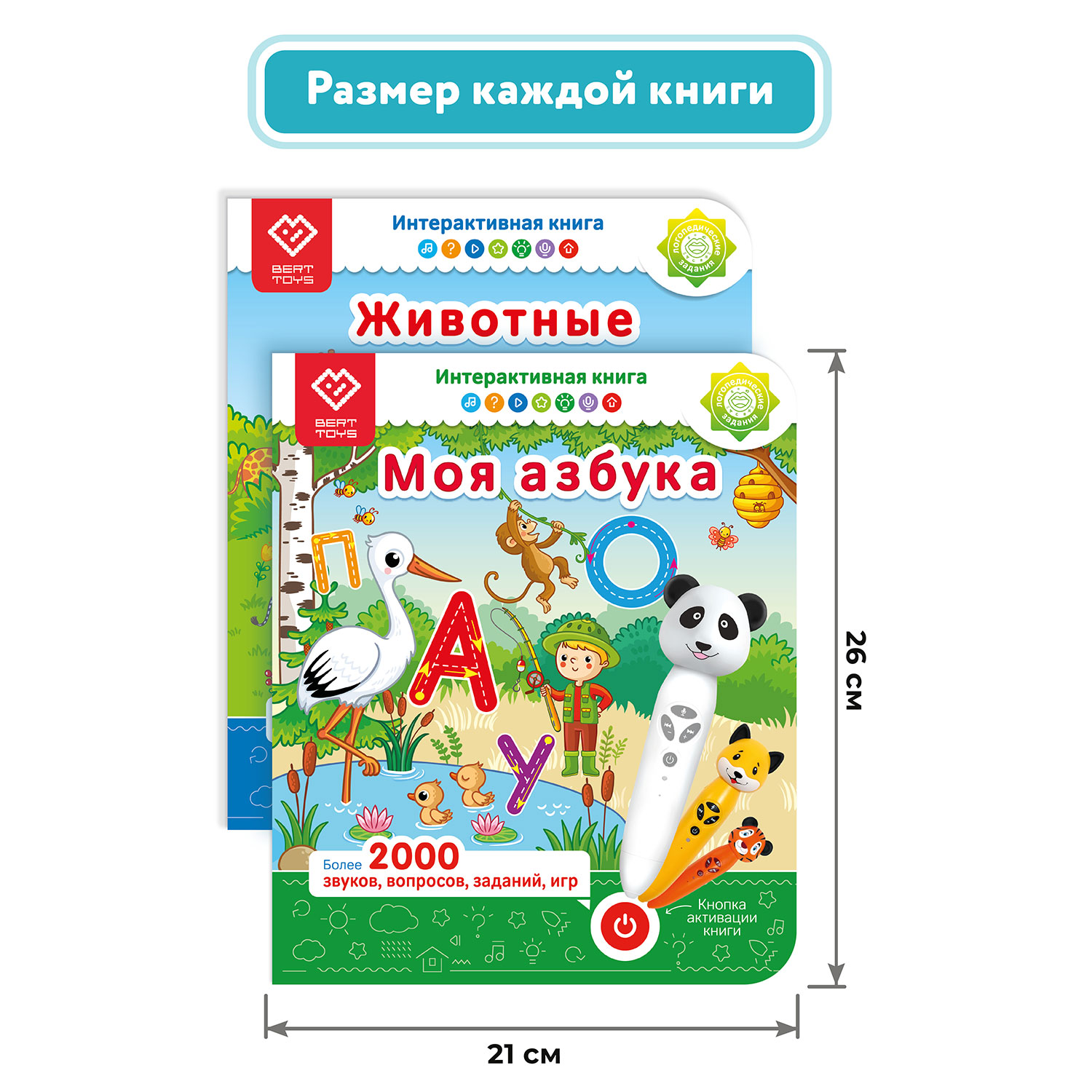 Интерактивная игрушка BertToys панда Тичи + 2 книги Моя Азбука и Животные - фото 9