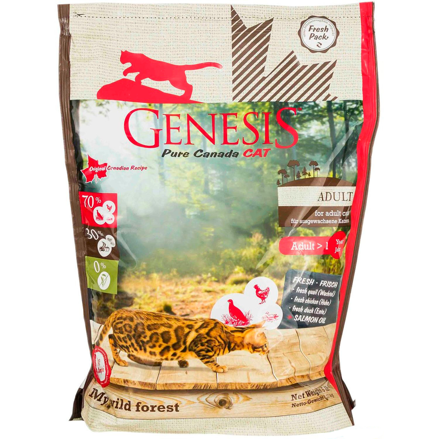 Корм для кошек Genesis Pure Canada My Wild Forest Adult с уткой перепелкой и курицей 340г - фото 1