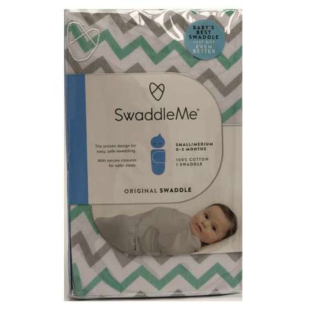 Конверт Summer Infant SwaddleMe Зигзаг на липучке S/M Серый-Голубой