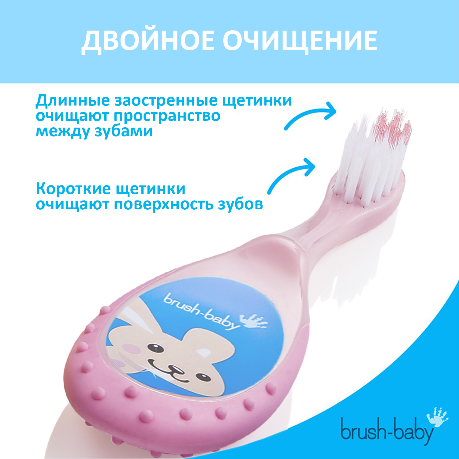 Зубная щетка Brush-Baby FlossBrush 0-3 года розовая - фото 3