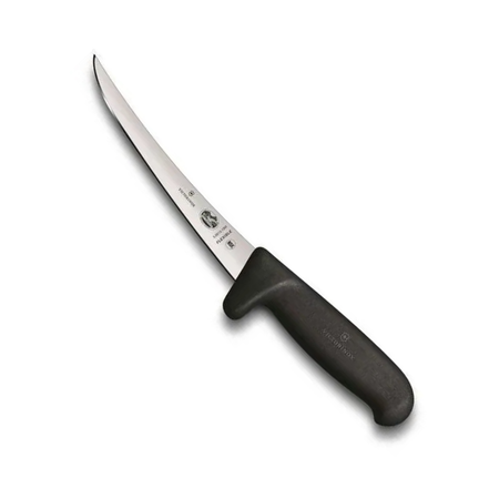 Нож кухонный Victorinox Fibrox 5.6613.12M стальной разделочный лезвие 120 мм прямая заточка черный