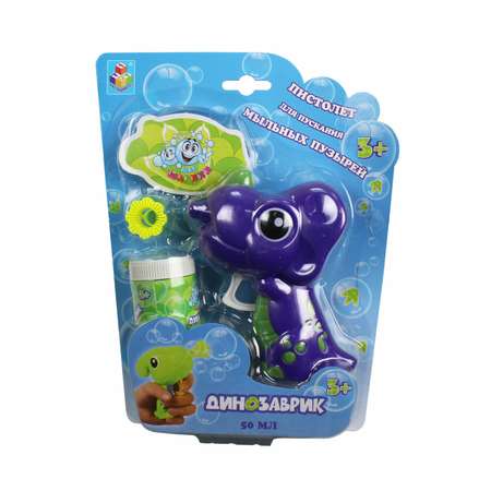 Генератор мыльных пузырей Мы-шарики 1YOY с раствором Динозаврик фиолетовый пистолет бластер детские игрушки для улицы