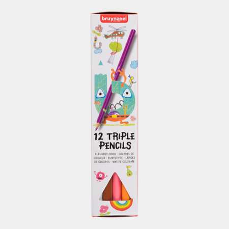 Набор цветных карандашей BRUYNZEEL Kids Triple 12 цветов в картонной упаковке