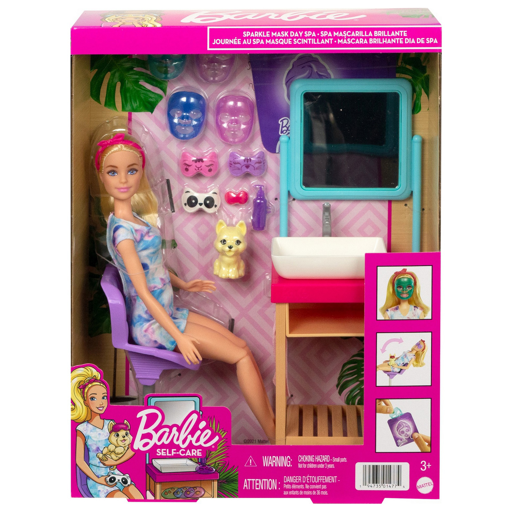 Набор игровой Barbie Cпа-салон с куклой и масками для лица HCM82 купить по  цене 599 ₽ в интернет-магазине Детский мир