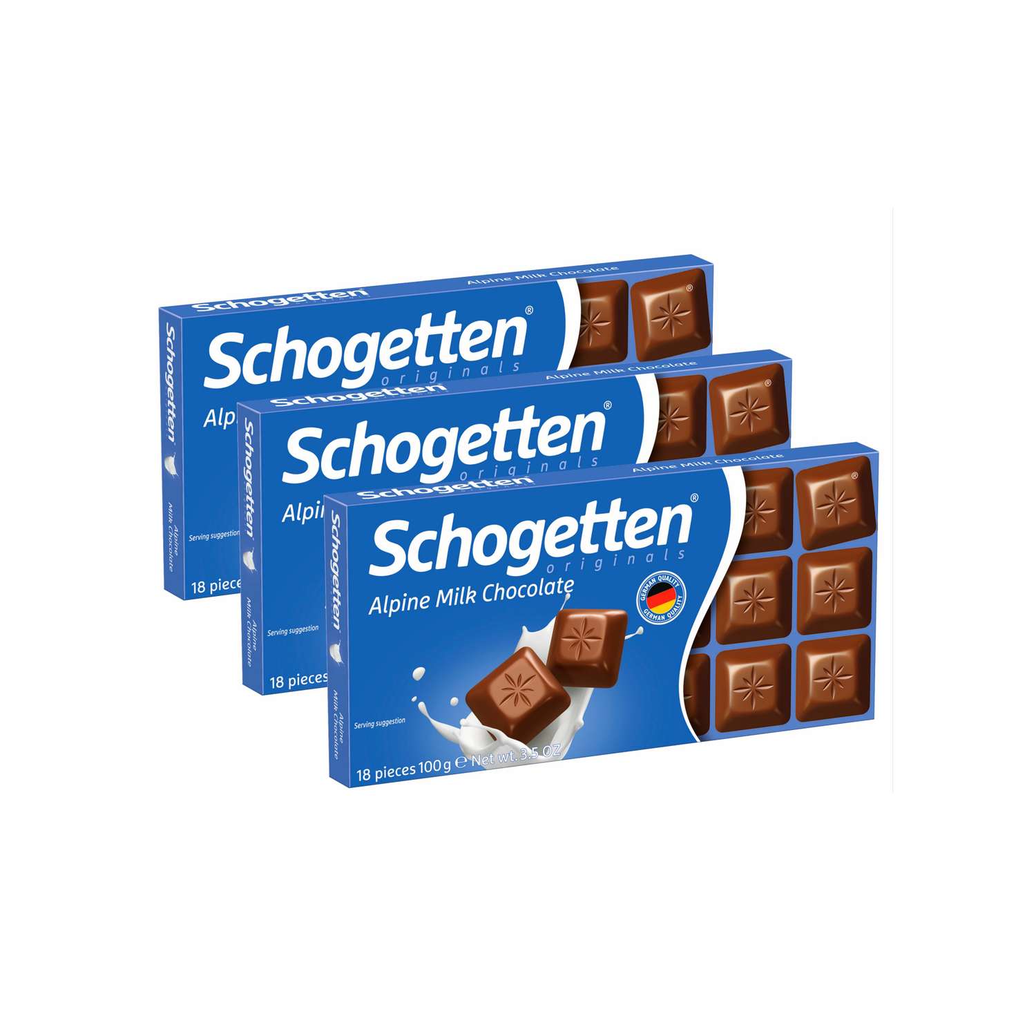 Плиточный шоколад Schogetten молочный Alpine Milk альпийский 3 шт х 100 г - фото 1