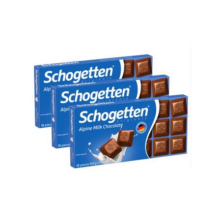 Плиточный шоколад Schogetten молочный Alpine Milk альпийский 3 шт х 100 г