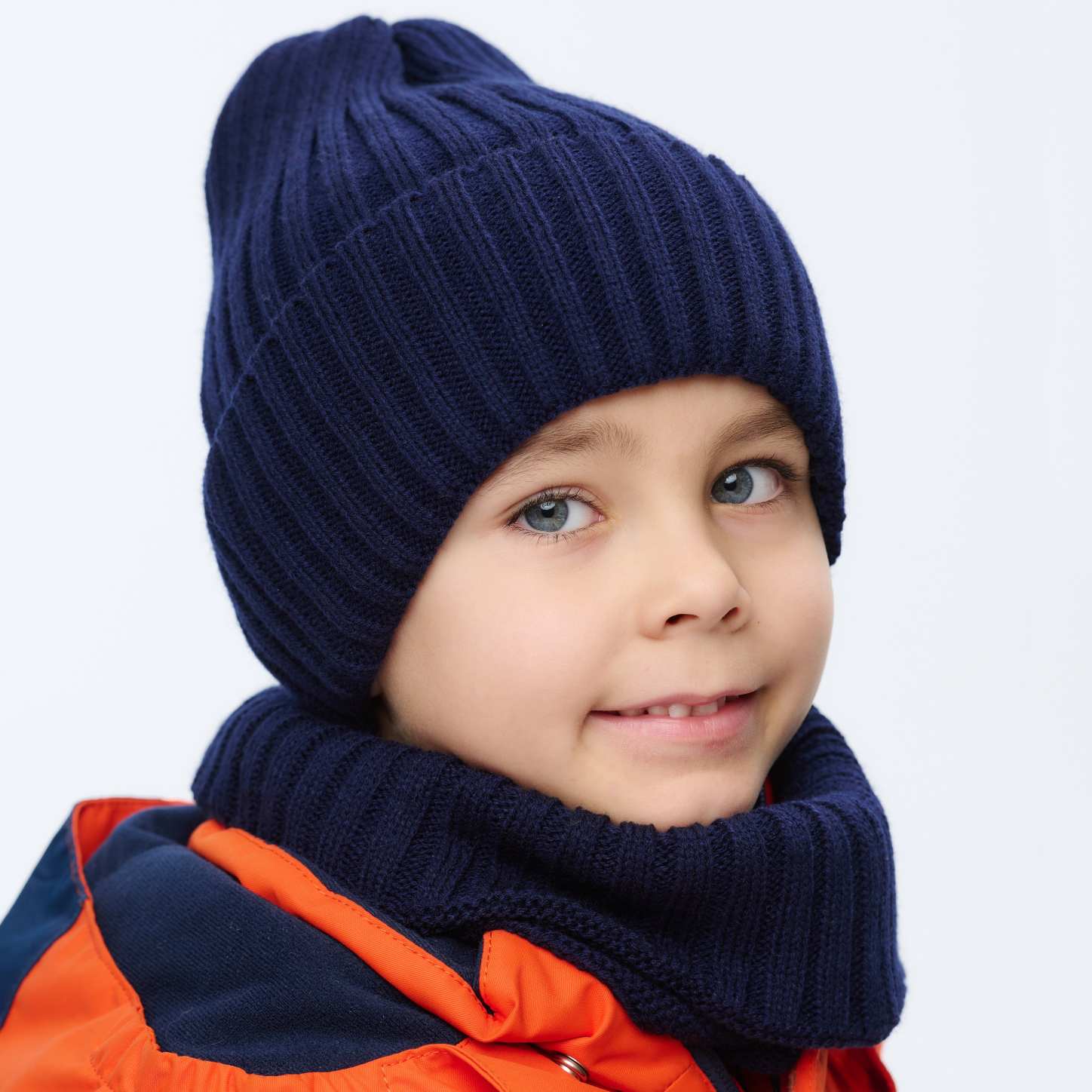 Шапка и снуд NYCkids NYC-H-35-pumpk-Dblue - фото 7