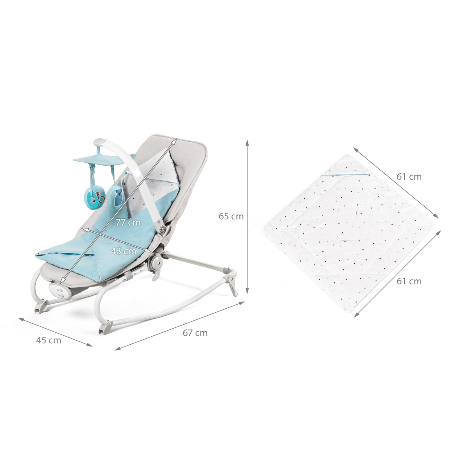 Шезлонг Kinderkraft Felio Light Blue - фото 7