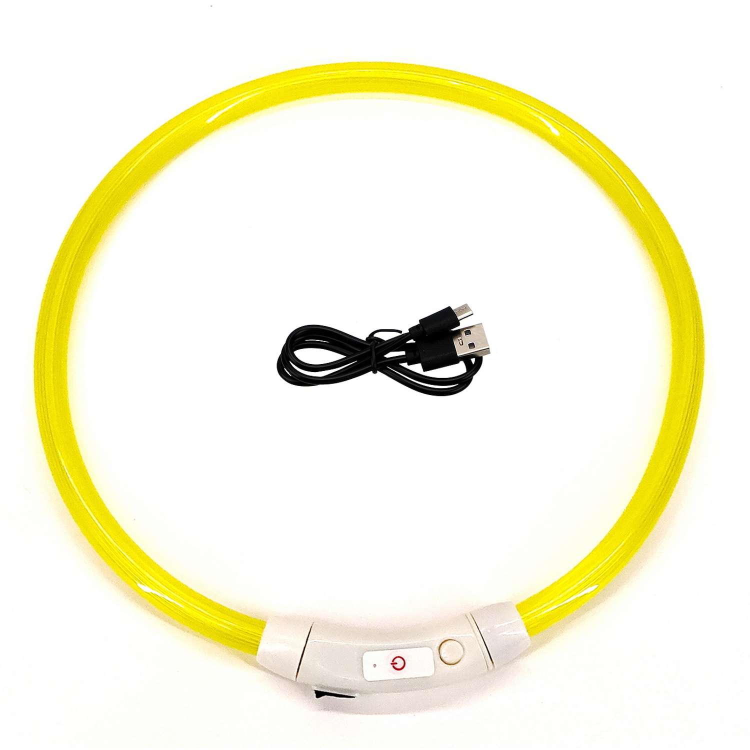 Ошейник Play Dog регулируемый по длине LED usb жёлтый - фото 1