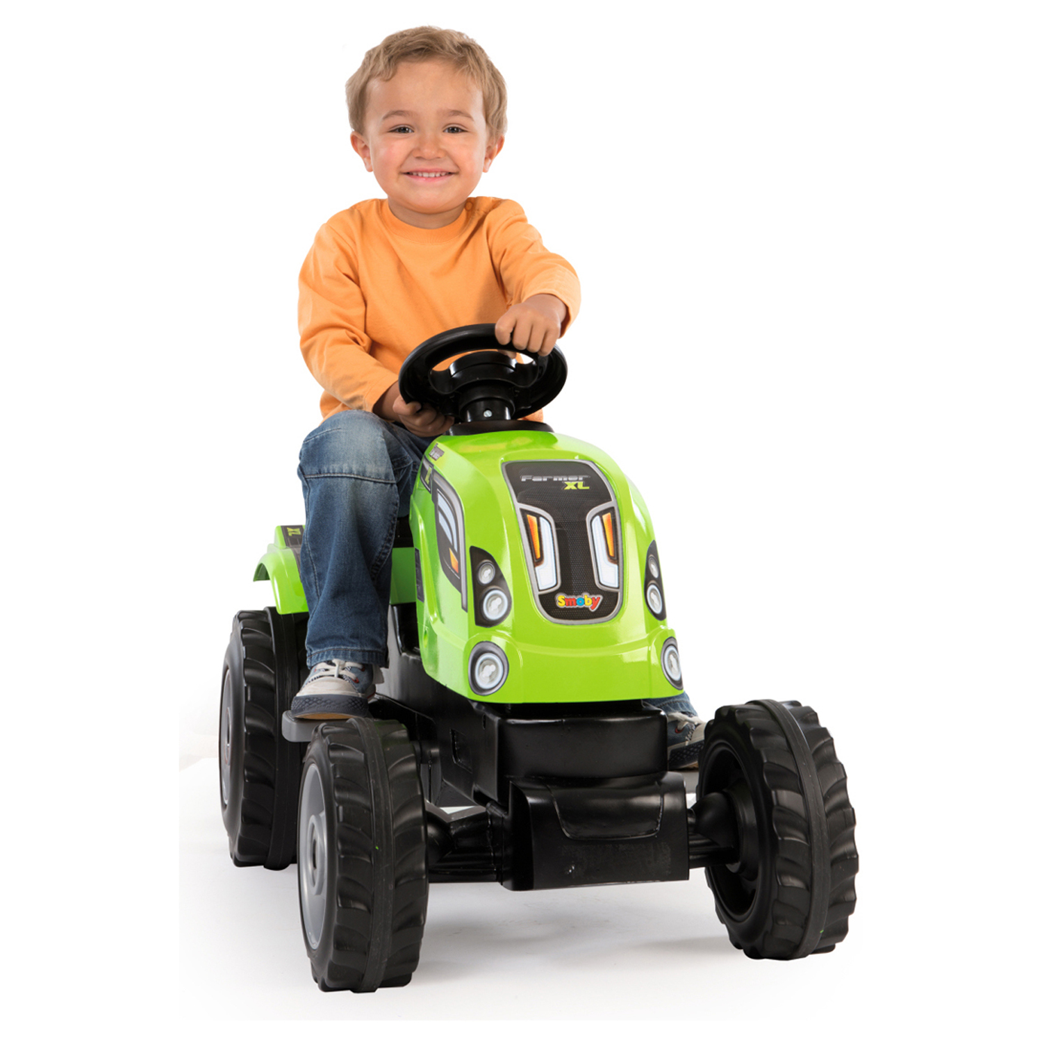 Каталка SMOBY Трактор педальный XL с прицепом зеленый 710111-МП - фото 5