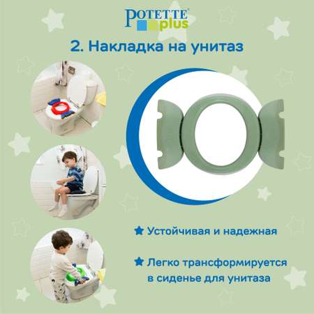 Дорожный горшок Potette Plus складной + 3 одноразовых пакета оливковый