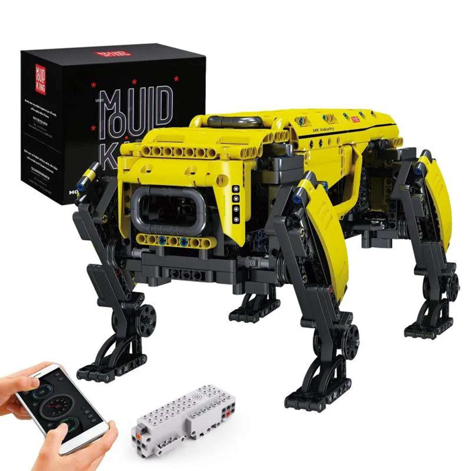 Конструктор Mould King Робот собака BD1 с ДУ желтая 936 деталей - фото 1