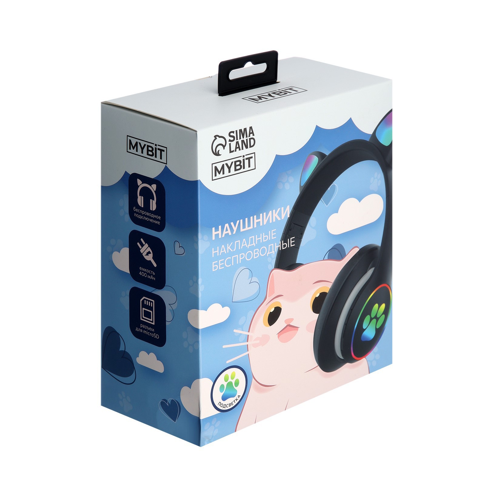 Наушники-Кошки Sima-Land MYBIT W-32 беспроводные MIC BT 5.0 AUX microSD MP3 400 мАч черные - фото 10